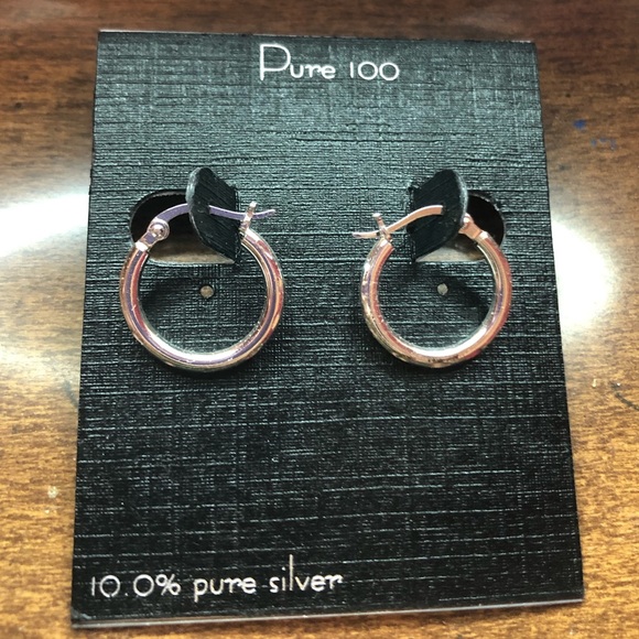 Pure Silver Hoop Earrings - Picture 1 of 2